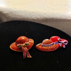 Three (3) super cute Red Hat Society Brooches or Pins